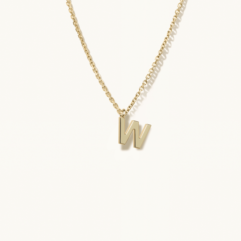 Jewellers District's Gold Initial Pendant Necklace: W in 14k Yellow Gold