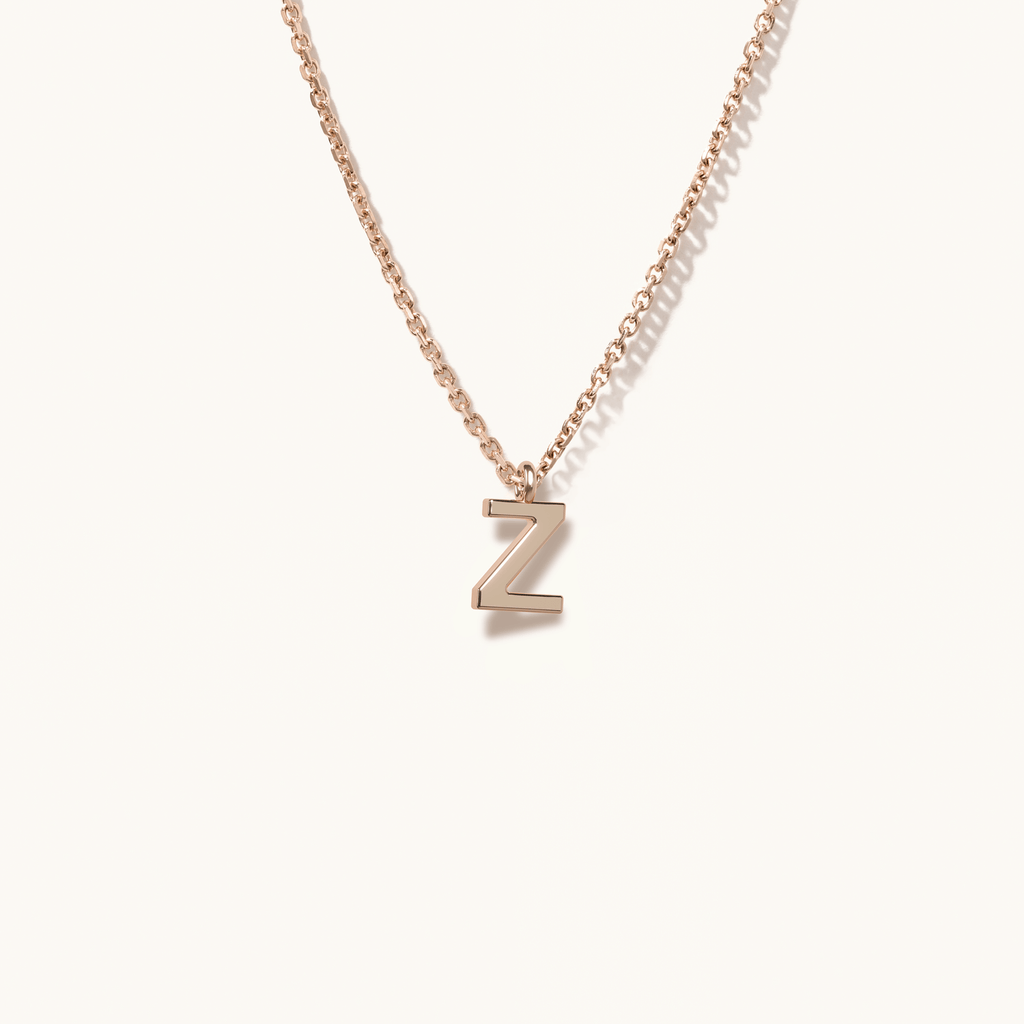 Jewellers District's Gold Initial Pendant Necklace: Z in 14k Rose Gold