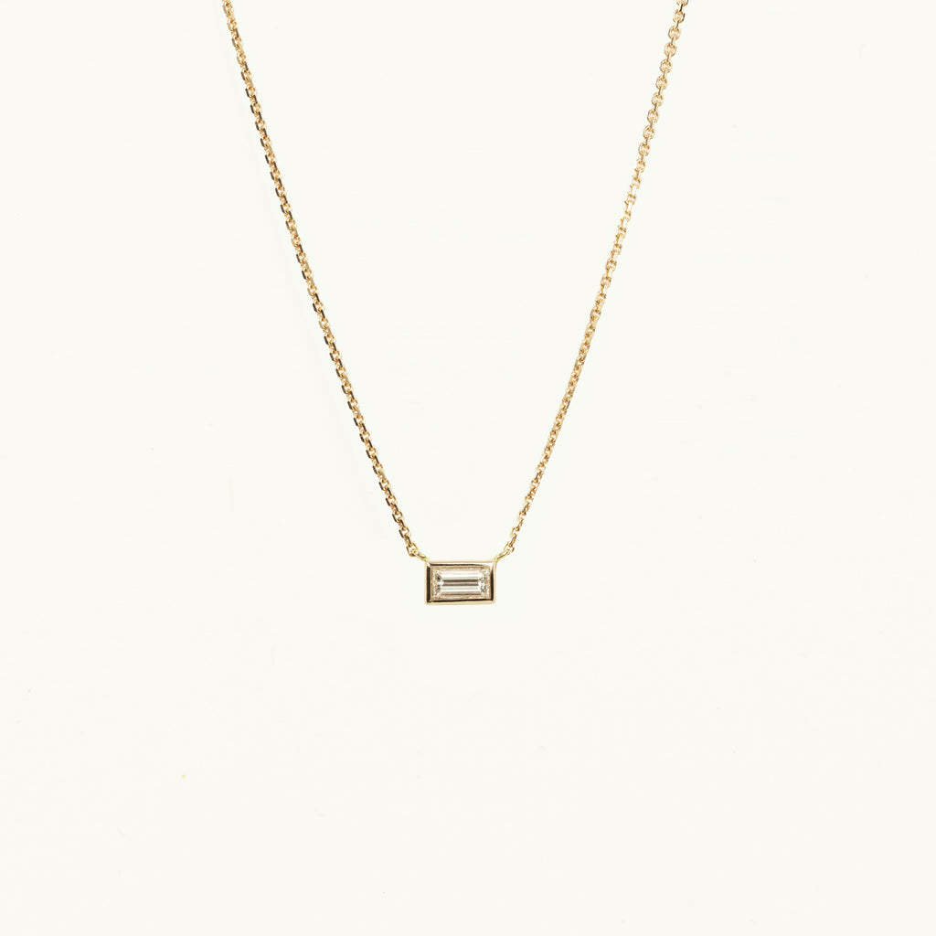 Jewellers District's Baguette-Cut Bezel-Set Diamond Pendant Necklace in 10k Yellow Gold