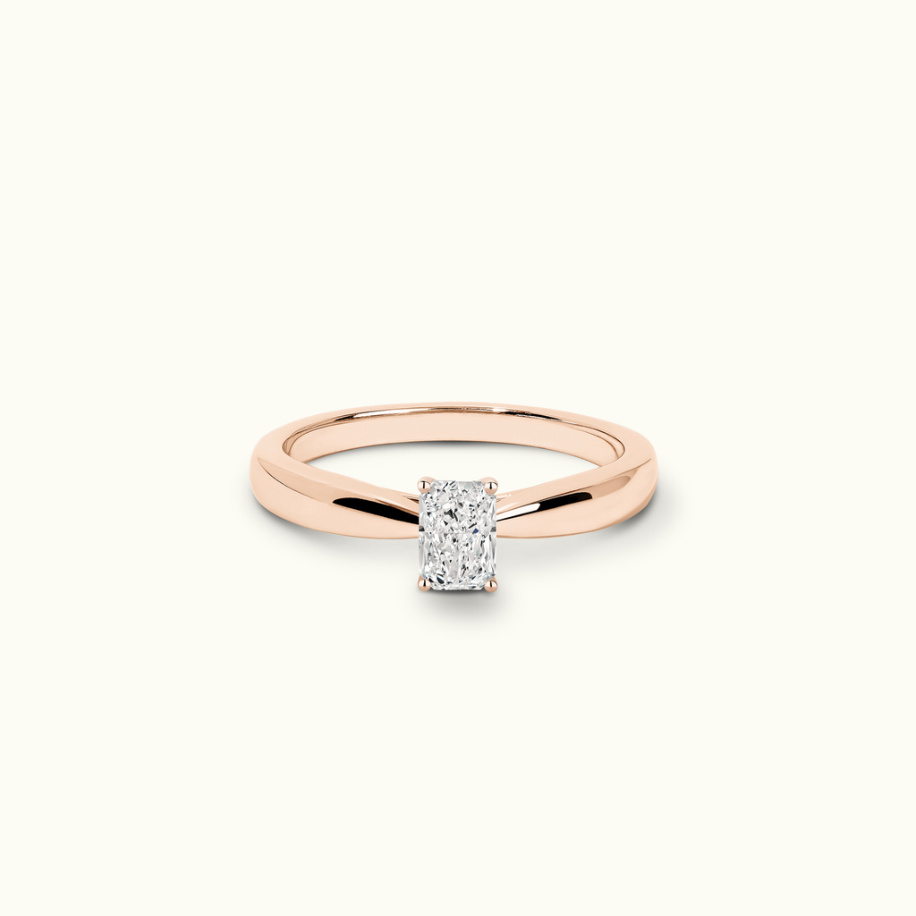 Jewellers District's Diamond Engagement Ring with Tapered Thick Band in 14k Rose Gold, Radiant