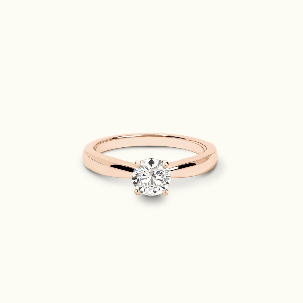 Jewellers District's Diamond Engagement Ring with Tapered Thick Band in 14k Rose Gold, Round