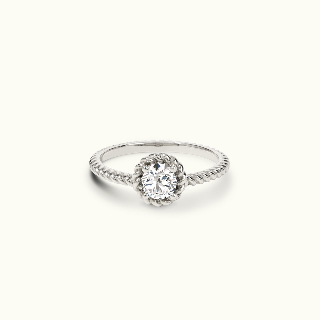 Jewellers District's Twist Diamond Engagement Ring in 14k White Gold, Round