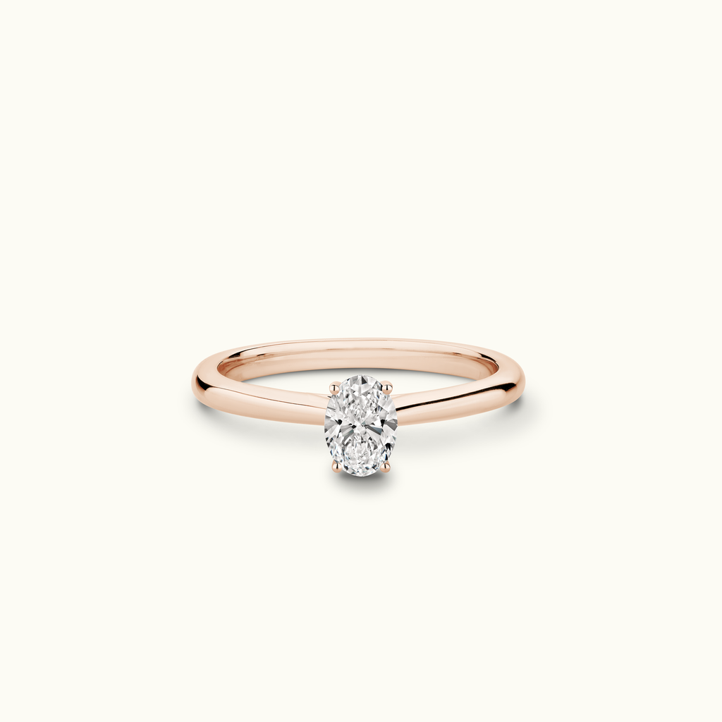 Jewellers District's Solitaire Diamond Engagement Ring with Cathedral-Setting in 14k Rose Gold, Oval