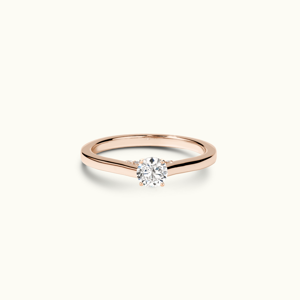 Jewellers District's Six-Prong Diamond Engagement Ring with Diamond Bridge in 14k Rose Gold, Round