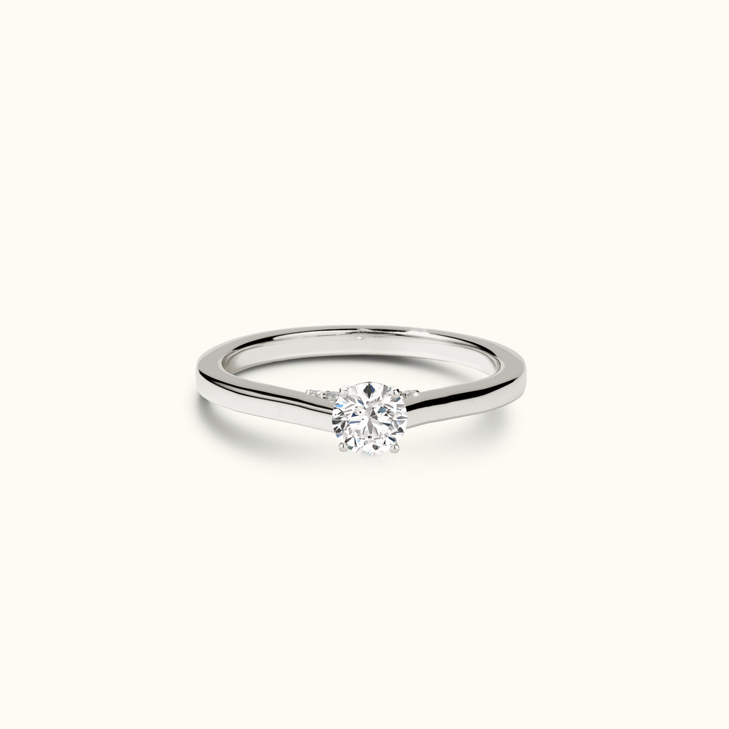 Jewellers District's Six-Prong Diamond Engagement Ring with Diamond Bridge in 14k White Gold, Round