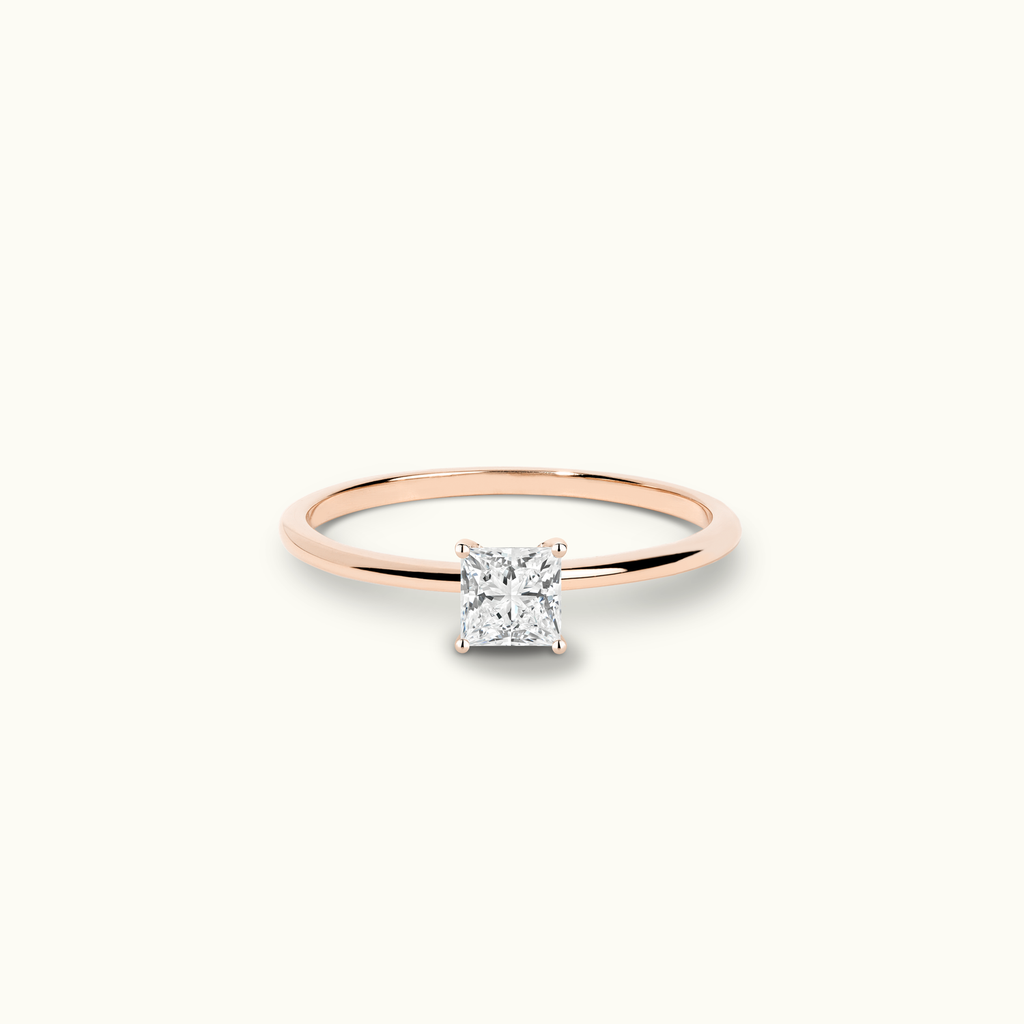 Jewellers District's Solitaire Diamond Engagement Ring with X Setting in 14k Rose Gold, Princess