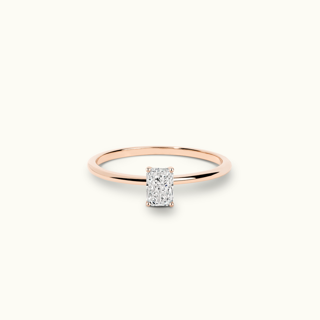 Jewellers District's Solitaire Diamond Engagement Ring with X Setting in 14k Rose Gold, Radiant