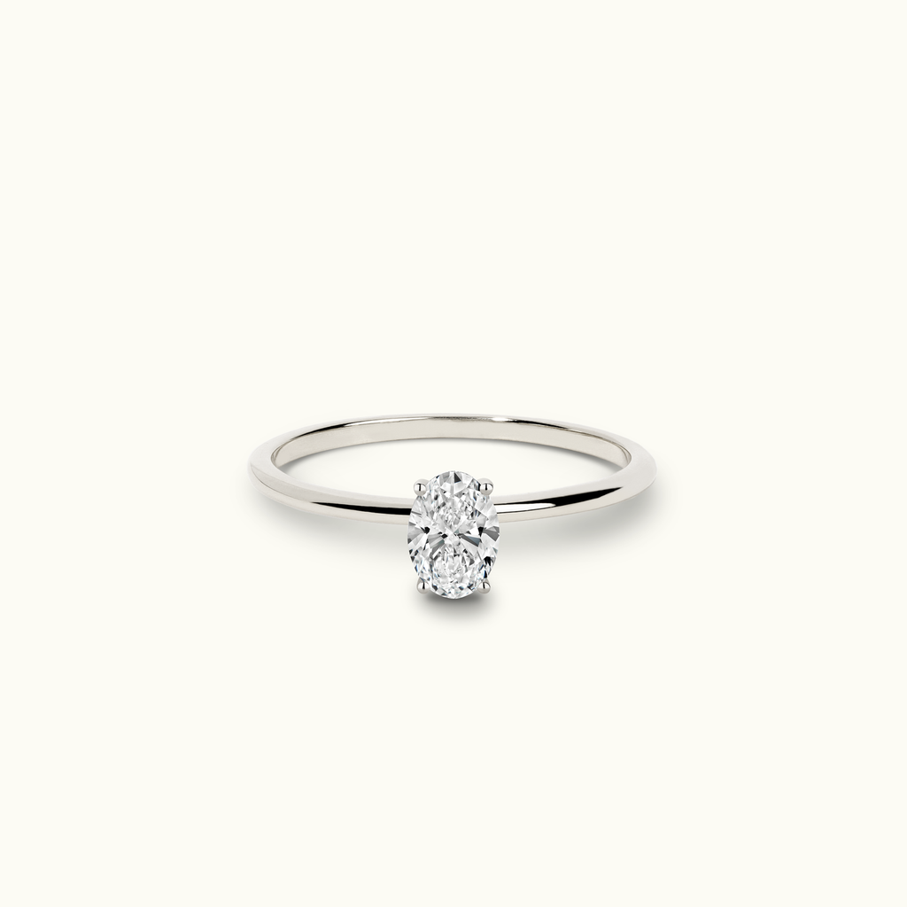 Jewellers District's Solitaire Diamond Engagement Ring with X Setting in 14k White Gold, Oval