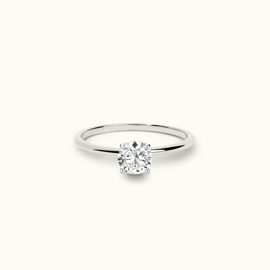 Jewellers District's Solitaire Diamond Engagement Ring with X Setting in 14k White Gold, Round