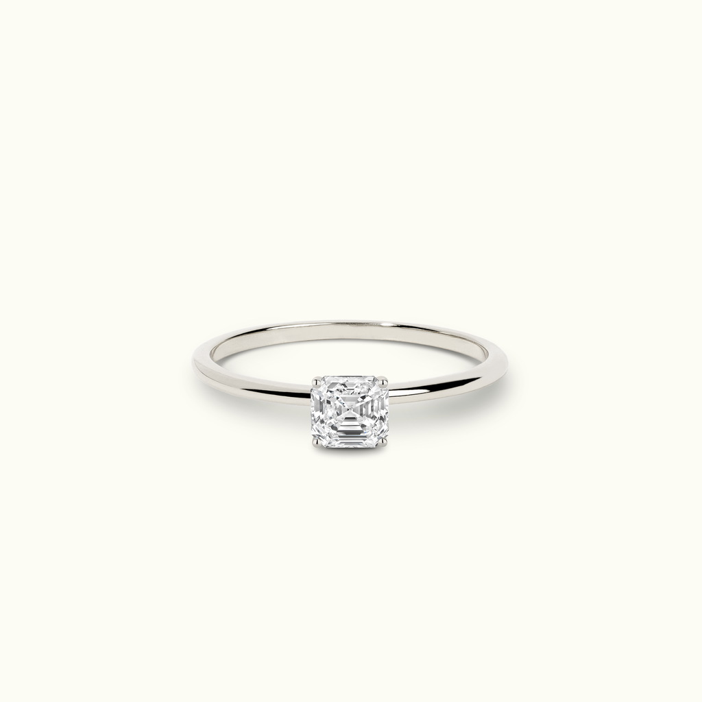 Jewellers District's Solitaire Diamond Engagement Ring with X Setting in 14k White Gold, Asscher