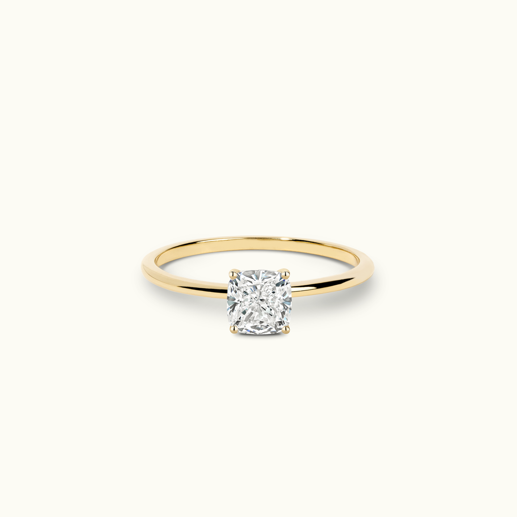 Jewellers District's Solitaire Diamond Engagement Ring with X Setting in 14k Yellow Gold, Cushion