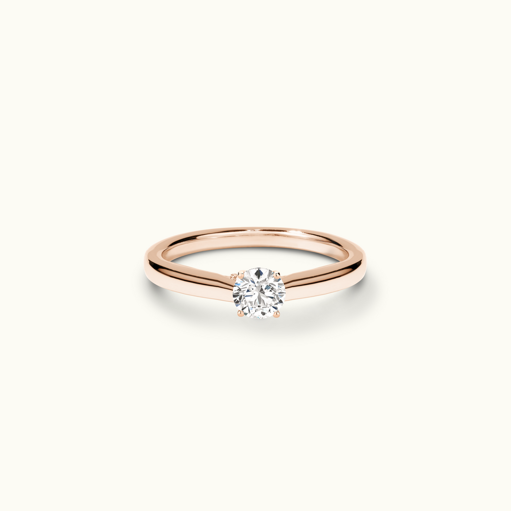 Jewellers District's Diamond Engagement Ring with Diamond Bridge and Cathedral-Setting in 14k Rose Gold, Round