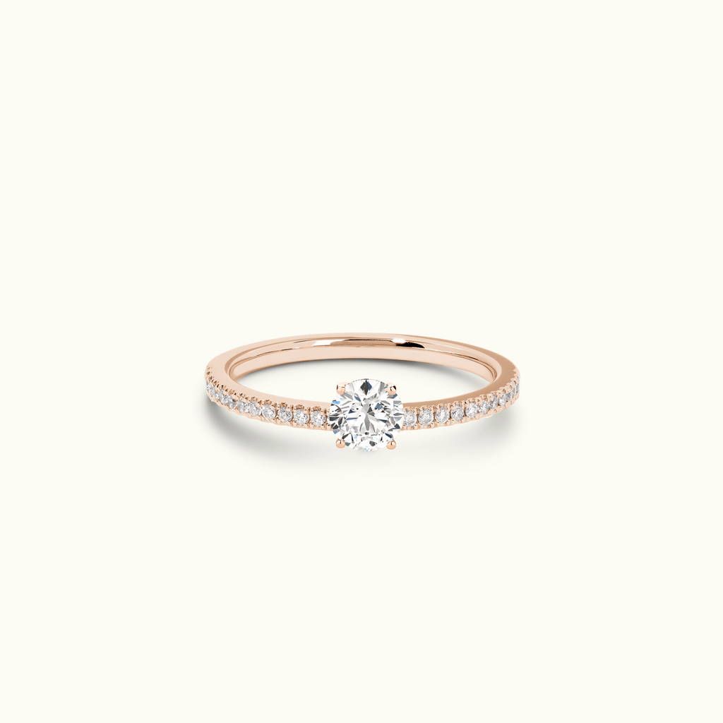 Jewellers District's Diamond Engagement Ring with Castle Setting in 14k Rose Gold, Round