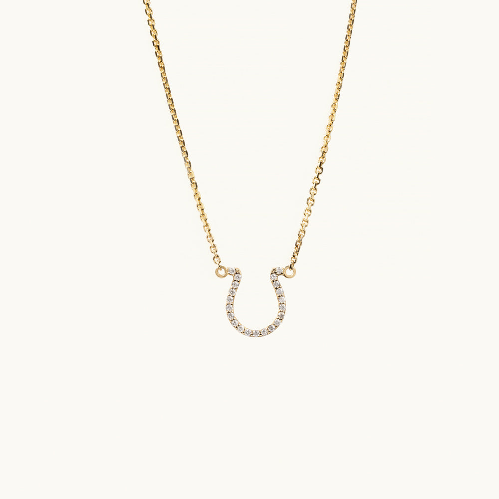 Jewellers District's Horseshoe Diamond Pavé Pendant Necklace in 10k Yellow Gold