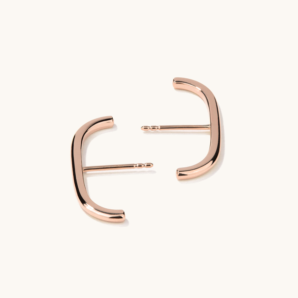 Face view of Jewellers District's Earlobe Cuff Gold Earrings in 14k Rose Gold