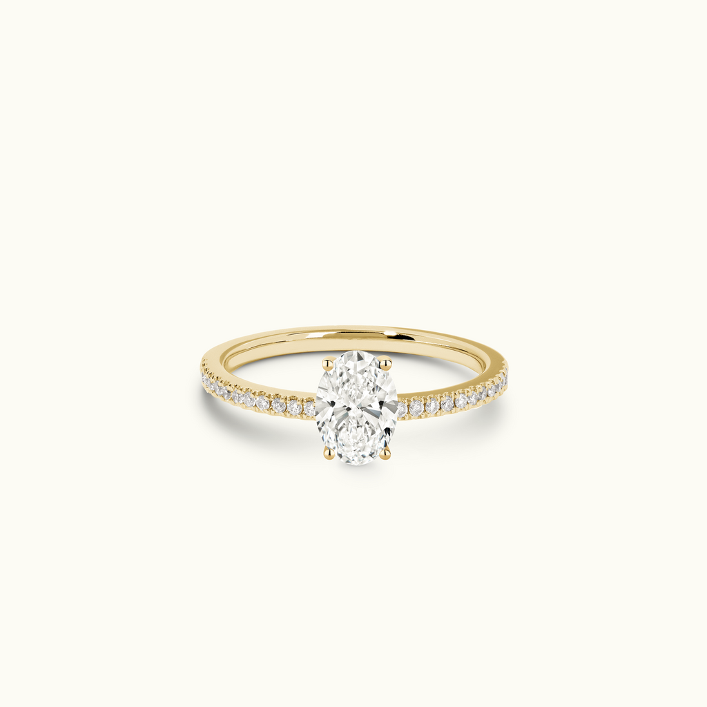 Jewellers District's Diamond Engagement Ring with Castle Setting in 14k Yellow Gold, Oval