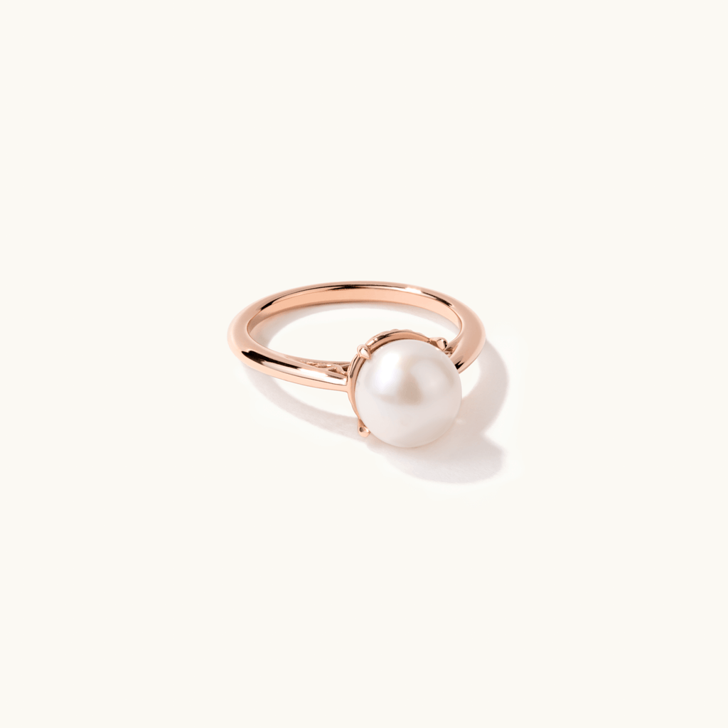 Face view of Jewellers District's Vintage Freshwater Pearl Ring in 14k Rose Gold