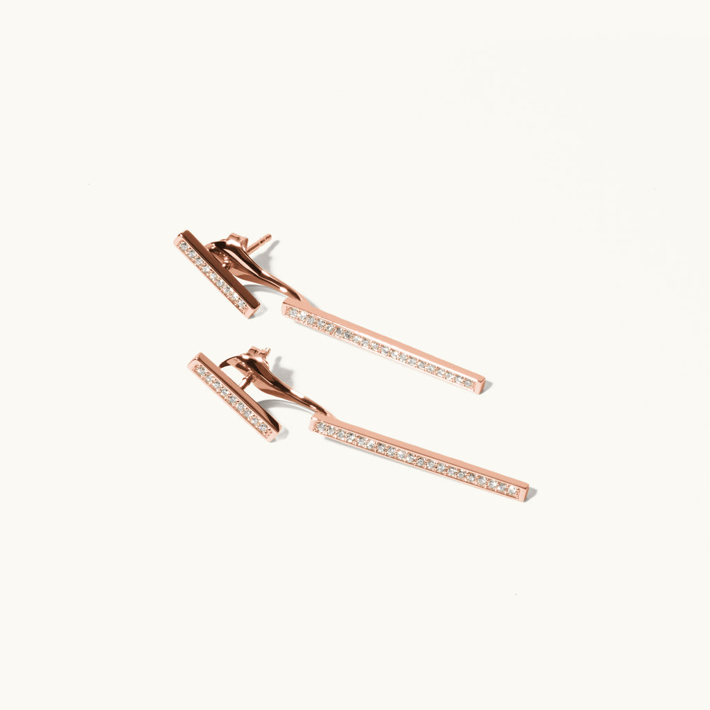 Jewellers District's Diamond Pavé Bar Jacket Earrings in 14k Rose Gold #2