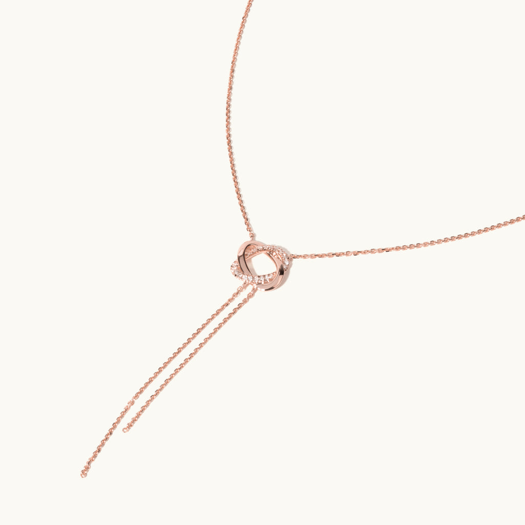 Jewellers District's Twist Diamond Pavé Lariat Necklace in 14k Rose Gold #2