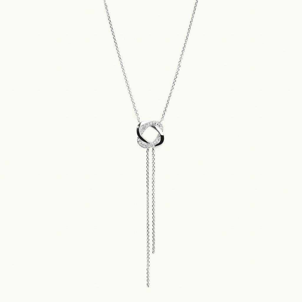 Jewellers District's Twist Diamond Pavé Lariat Necklace in 10k White Gold