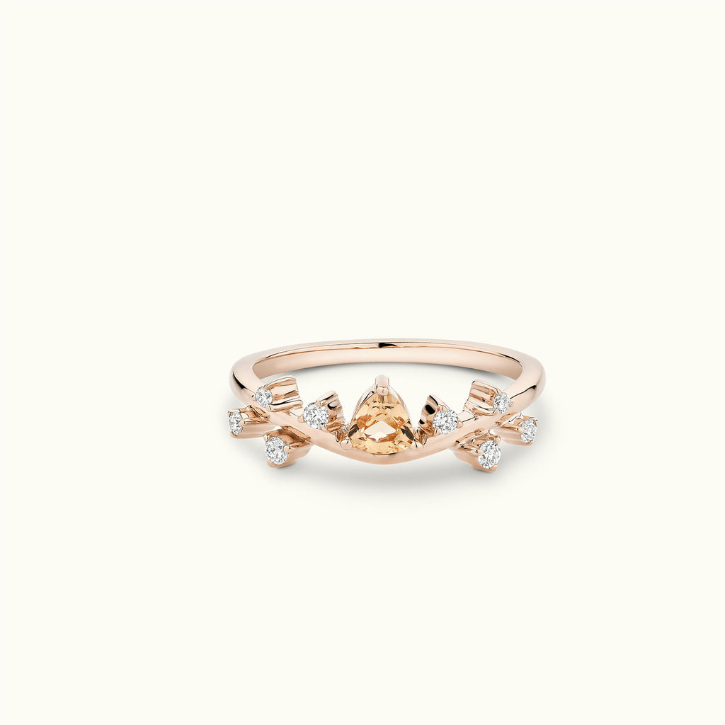 Face view of Jewellers District's Cluster Imperial Topaz Ring with Accent Diamonds in 14k Rose Gold