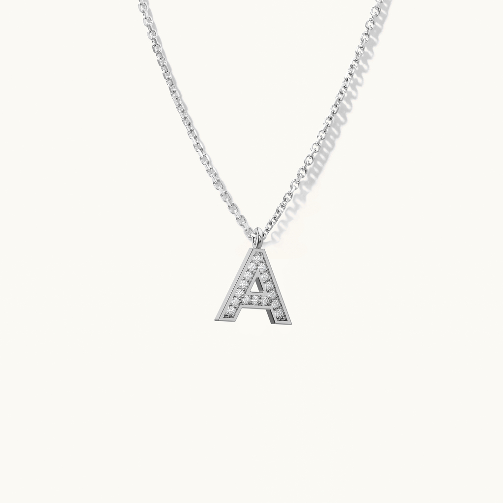 Jewellers District's Initial Diamond Pavé Necklace : A in 14k White Gold