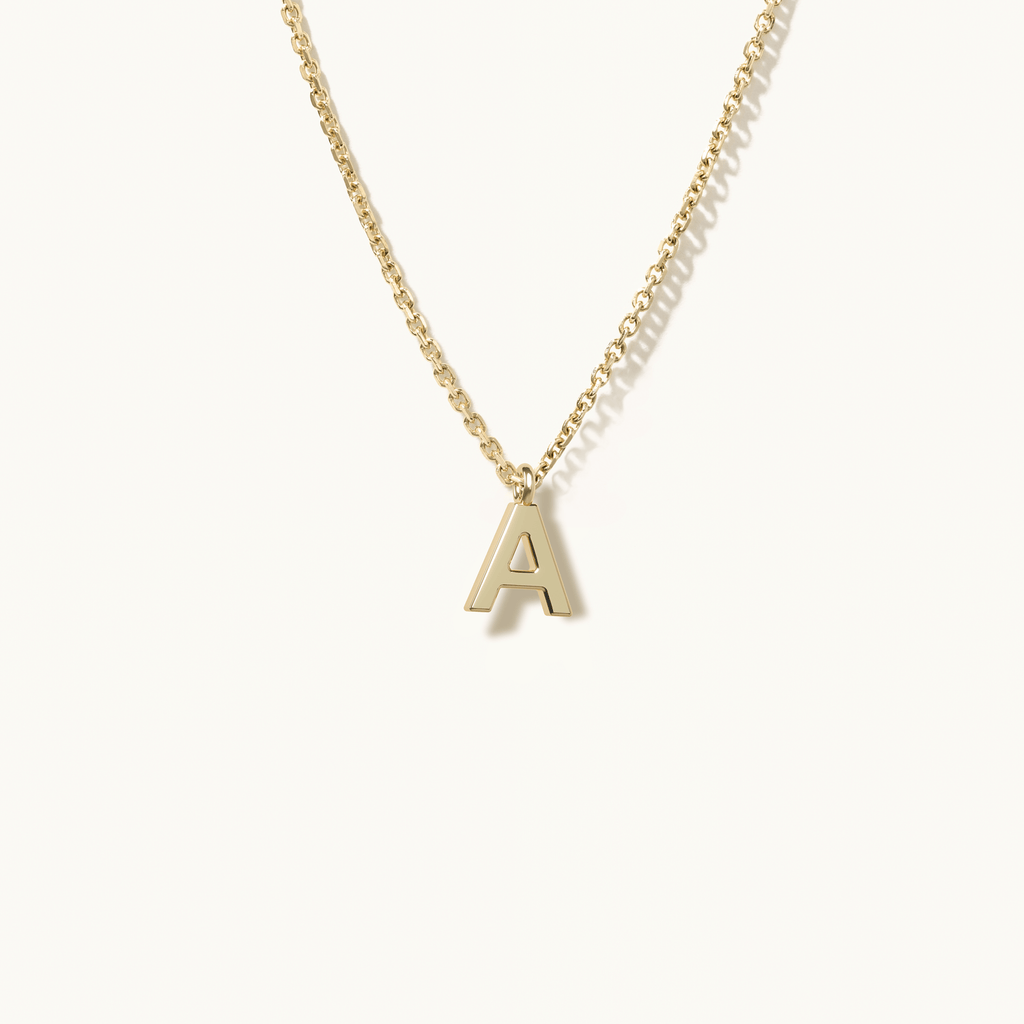 Jewellers District's Gold Initial Pendant Necklace: A in 14k Yellow Gold