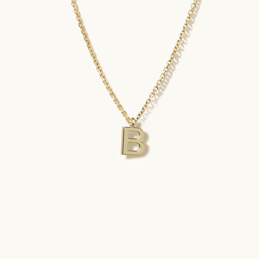 Jewellers District's Gold Initial Pendant Necklace: B in 14k Yellow Gold