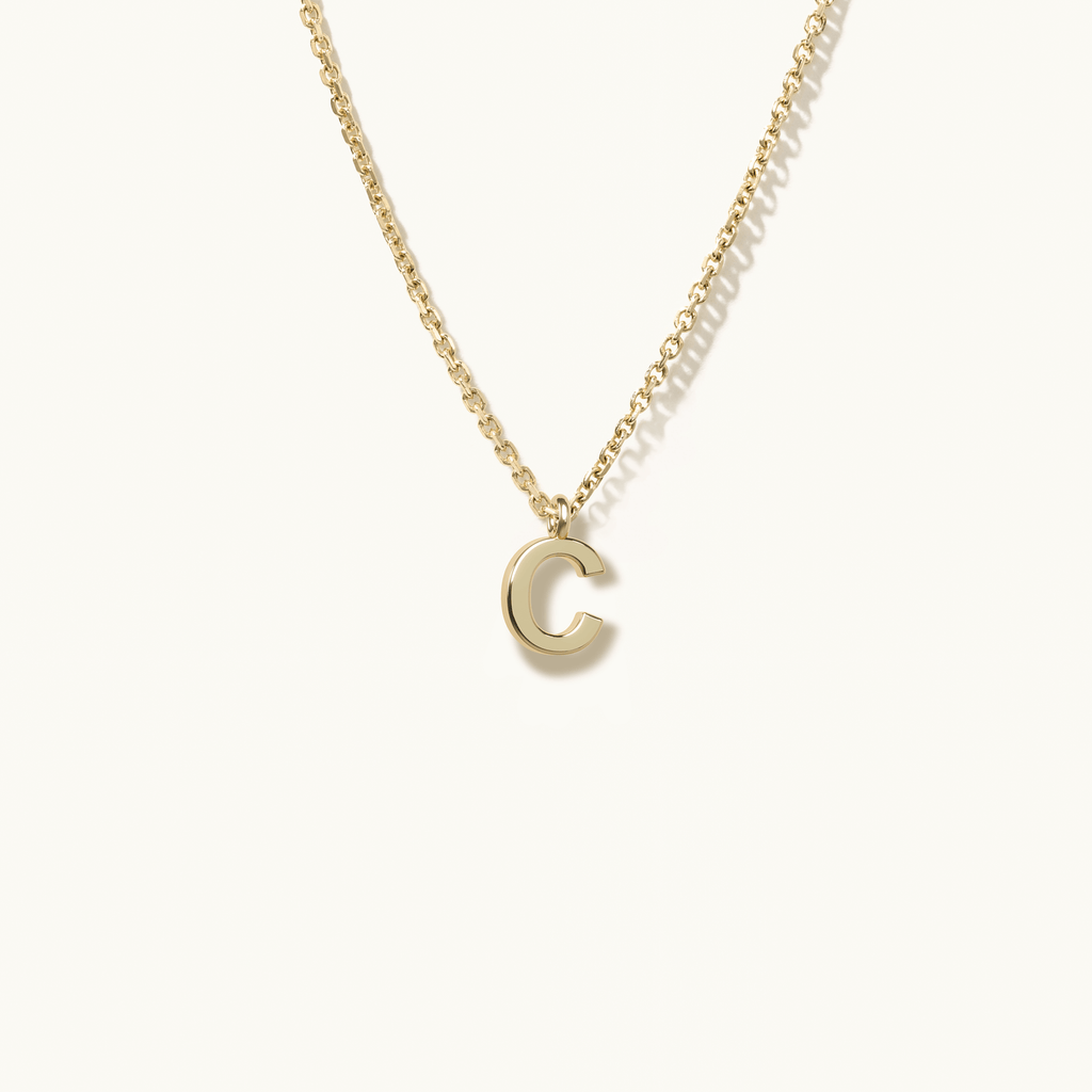 Jewellers District's Gold Initial Pendant Necklace: C in 14k Yellow Gold