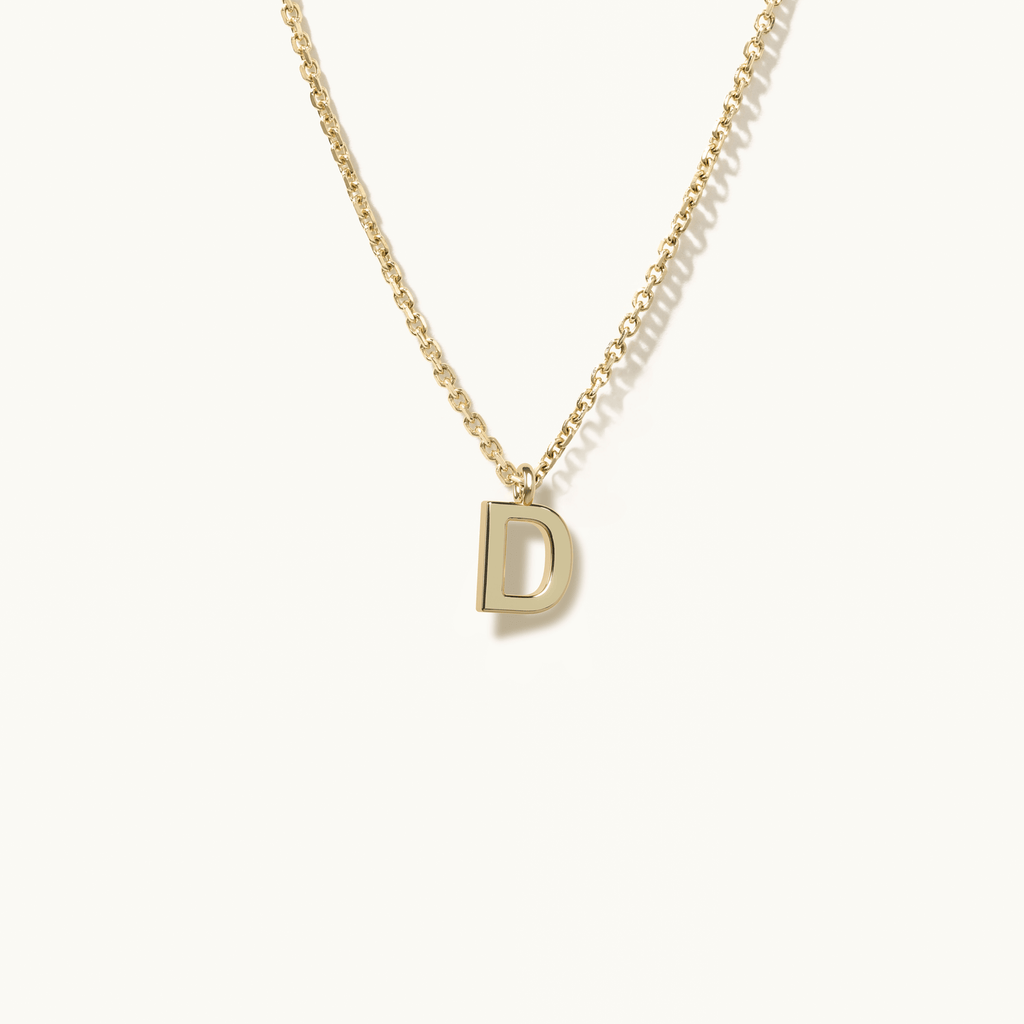 Jewellers District's Gold Initial Pendant Necklace: D in 14k Yellow Gold