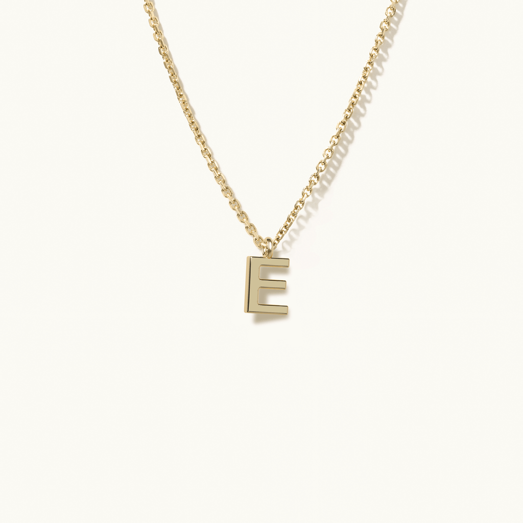 Jewellers District's Gold Initial Pendant Necklace: E in 14k Yellow Gold