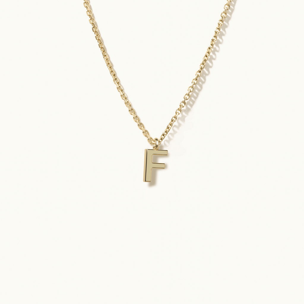 Jewellers District's Gold Initial Pendant Necklace: F in 14k Yellow Gold