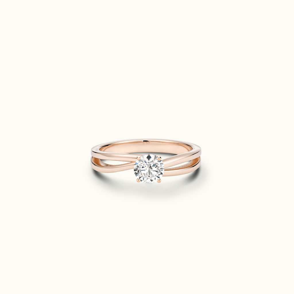 Jewellers District's Double-Shank Twist Diamond Engagement Ring in 14k Rose Gold, Round