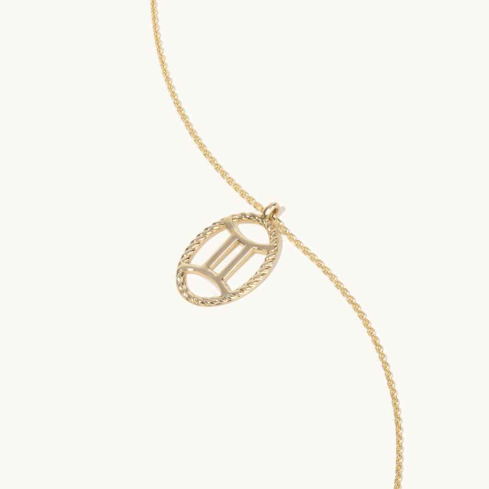 Jewellers District's Gold Zodiac Charm Necklace: Gemini in 14k Yellow Gold