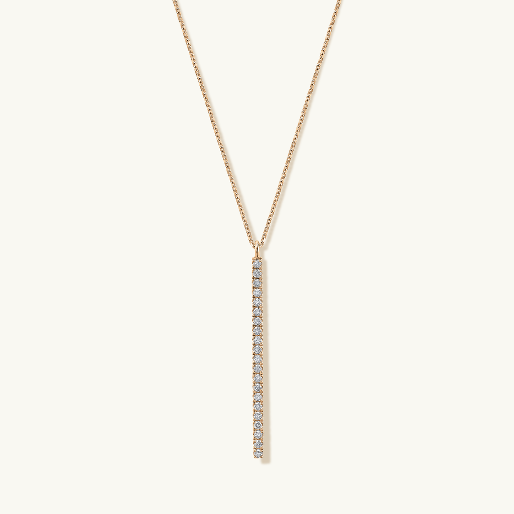 Face view of Jewellers District's Diamond Pavé Bar Necklace in 14k Rose Gold