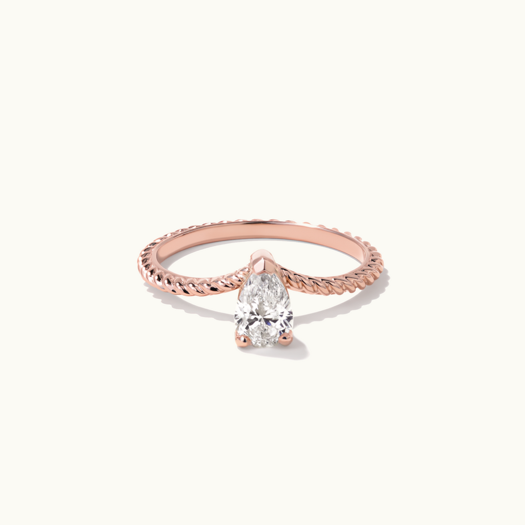 Jewellers District's V-Shaped Pear Cut Twist Diamond Engagement Ring in 14k Rose Gold, Pear