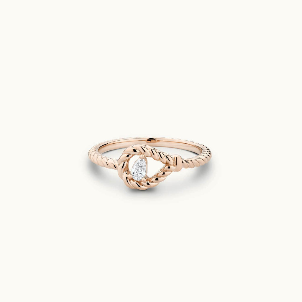 Jewellers District's Twist Ring with Pear Cut Diamond in 14k Rose Gold