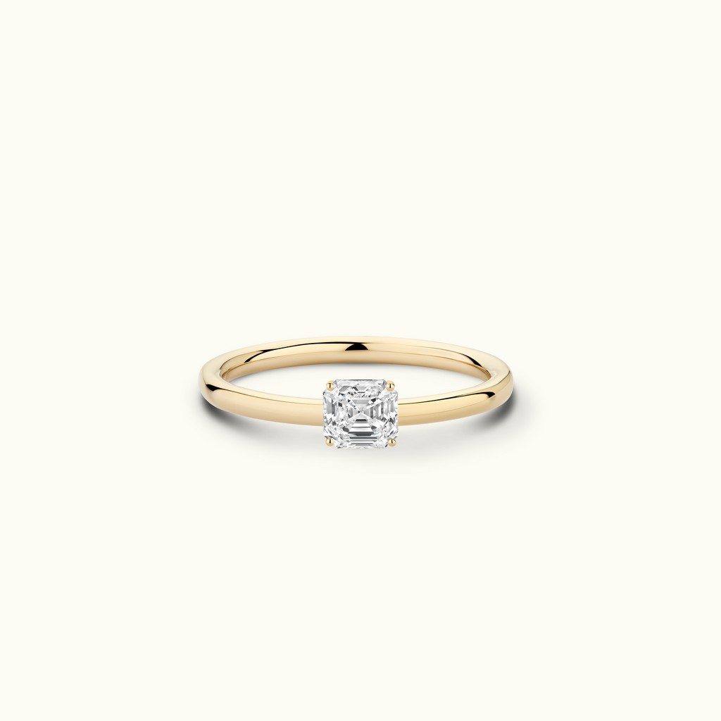 Jewellers District's Solitaire Diamond Engagement Ring with Signature Knot-Basket in 14k Yellow Gold, Asscher