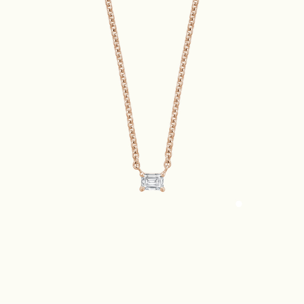 Jewellers District's Emerald Cut Diamond Pendant Necklace in 10k Rose Gold