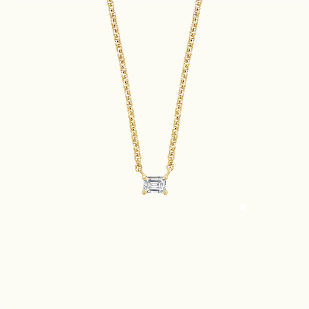 Jewellers District's Emerald Cut Diamond Pendant Necklace in 10k Yellow Gold