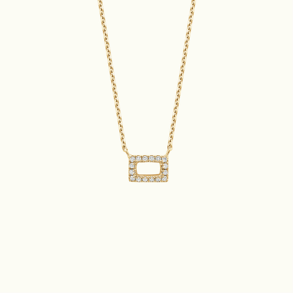 Jewellers District's Rectangle Diamond Pavé Pendant Necklace in 14k Yellow Gold