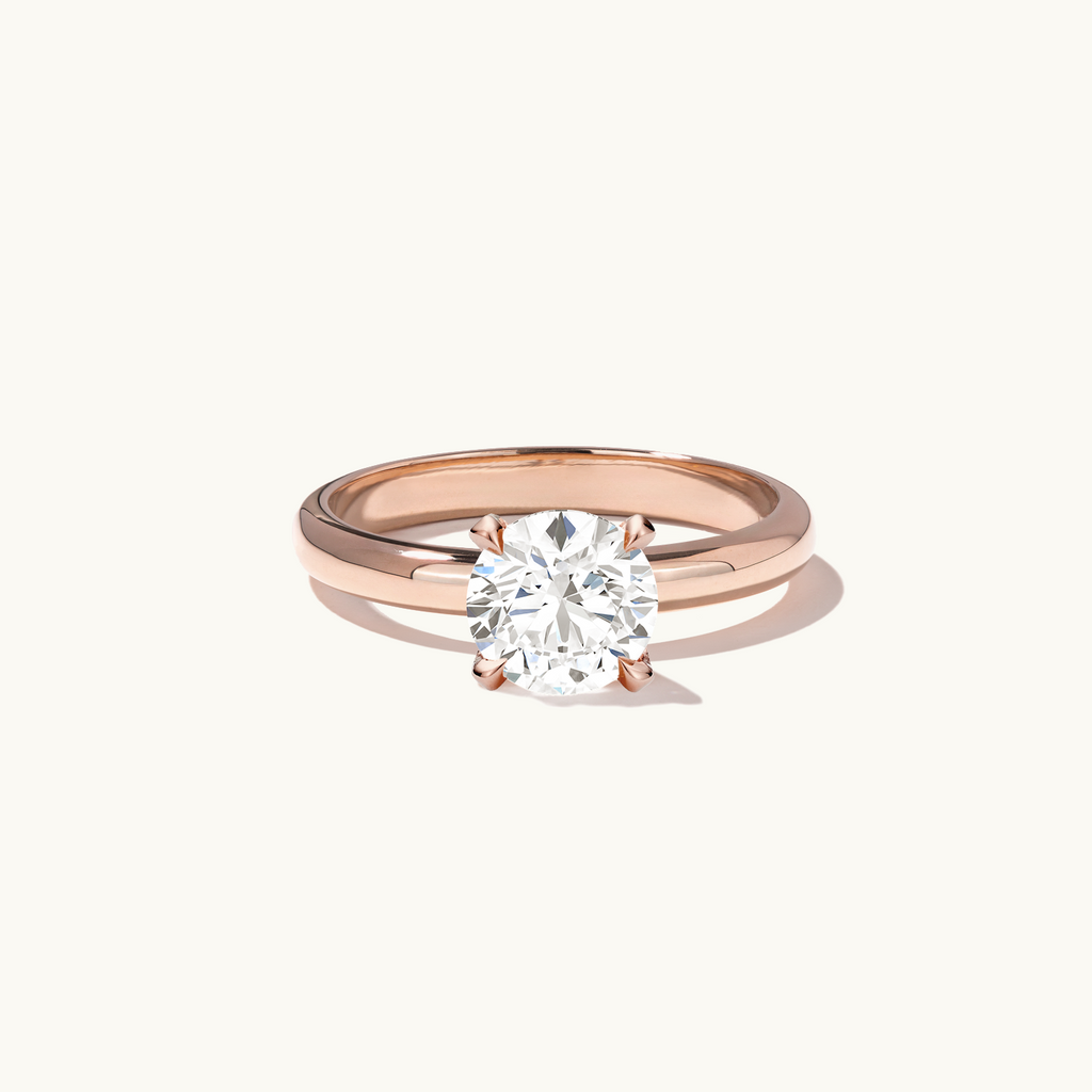 Jewellers District's Diamond Engagement Ring with Thick Band in 14k Rose Gold, Round