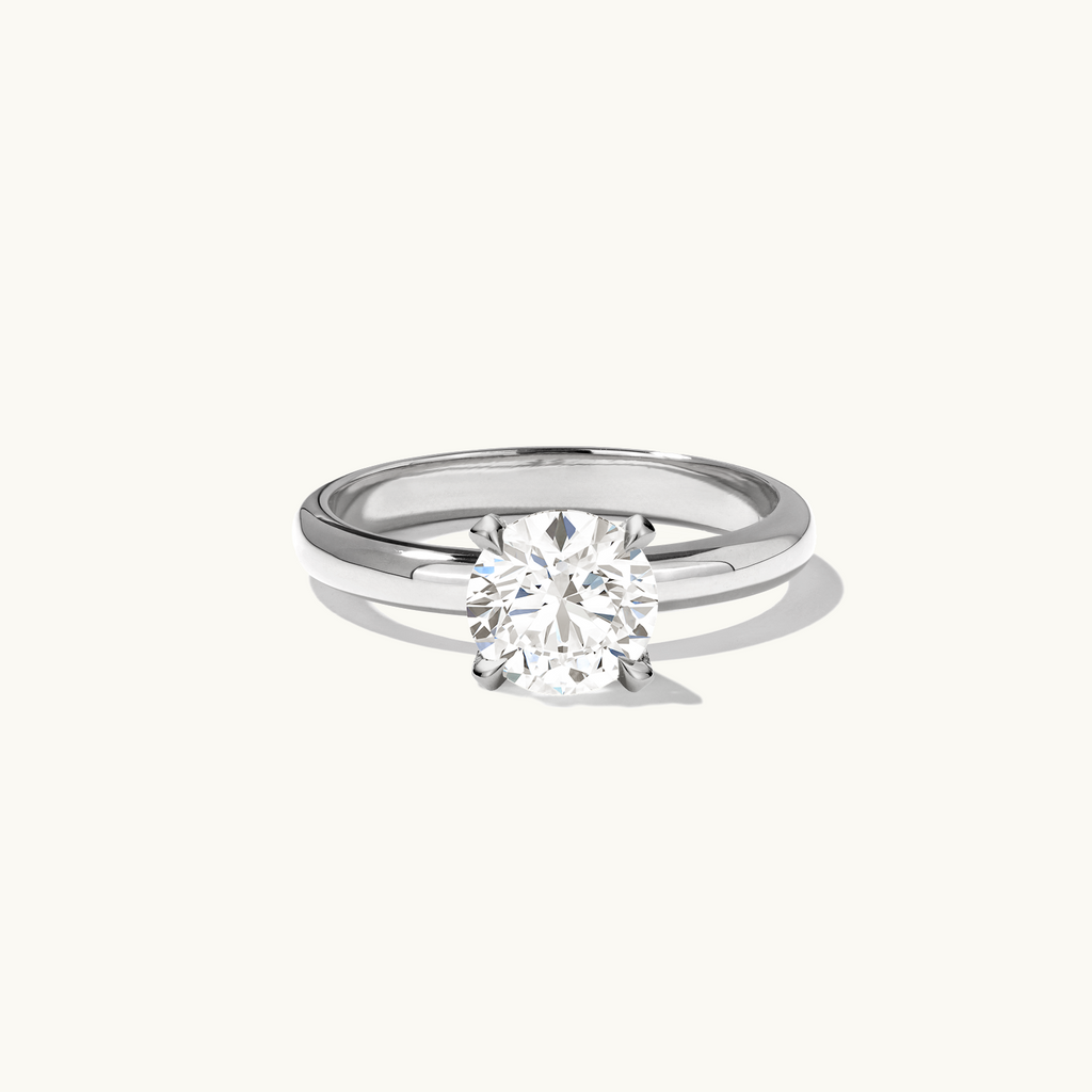 Jewellers District's Diamond Engagement Ring with Thick Band in 14k White Gold, Round