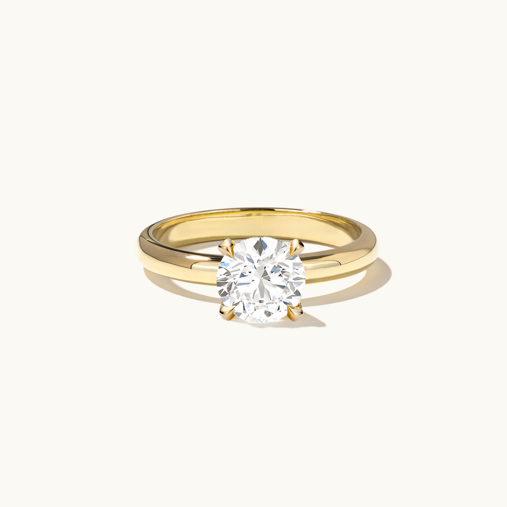 Jewellers District's Diamond Engagement Ring with Thick Band in 14k Yellow Gold, Round