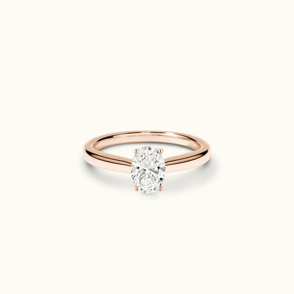 Jewellers District's Diamond Engagement Ring with Diamond Bridge and Cathedral-Setting in 14k Rose Gold, Oval