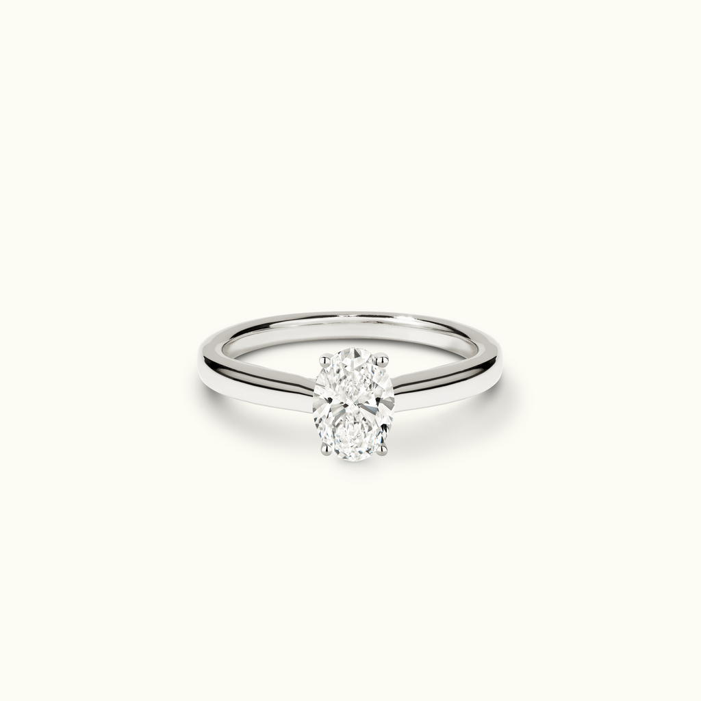 Jewellers District's Diamond Engagement Ring with Diamond Bridge and Cathedral-Setting in 14k White Gold, Oval