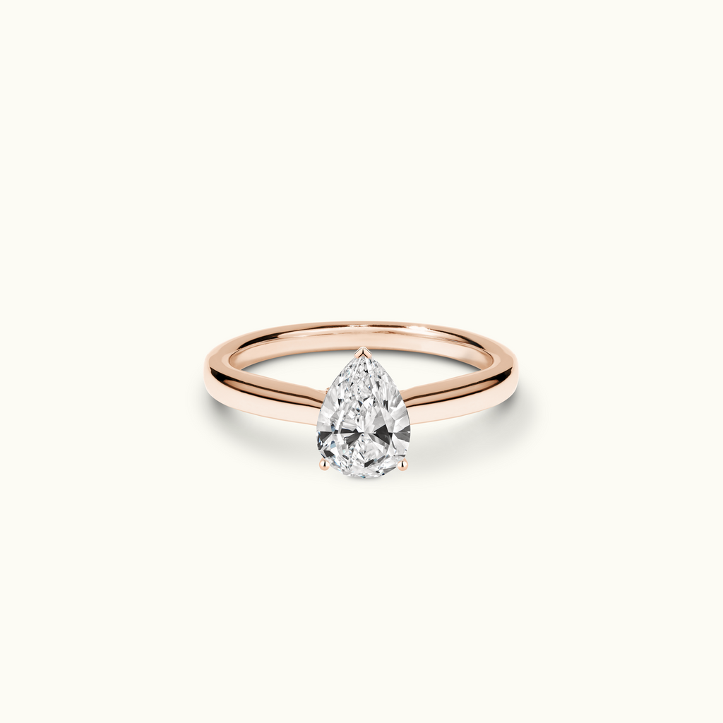 Jewellers District's Diamond Engagement Ring with Diamond Bridge and Cathedral-Setting in 14k Rose Gold, Pear