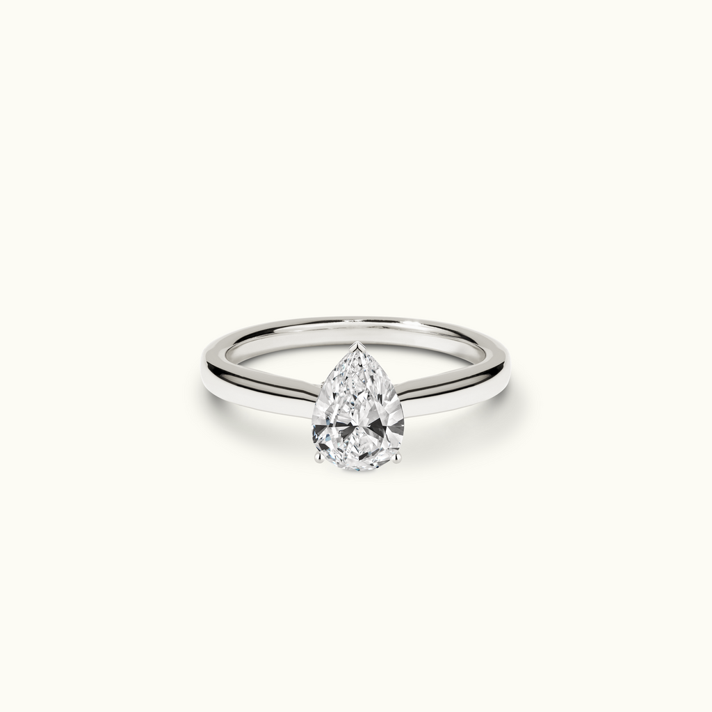 Jewellers District's Diamond Engagement Ring with Diamond Bridge and Cathedral-Setting in 14k White Gold, Pear