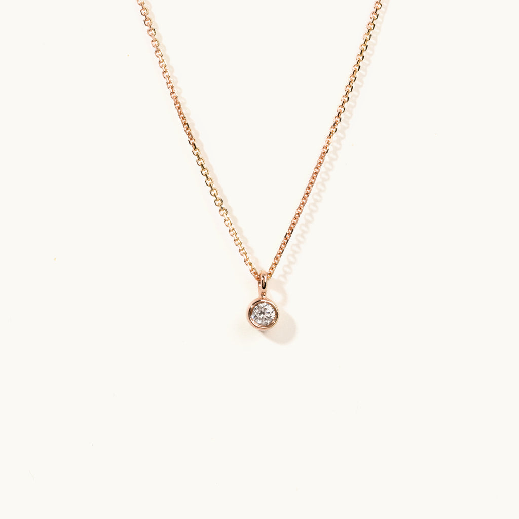 Jewellers District's Bezel-Set Solitaire Diamond Necklace in 10k Rose Gold