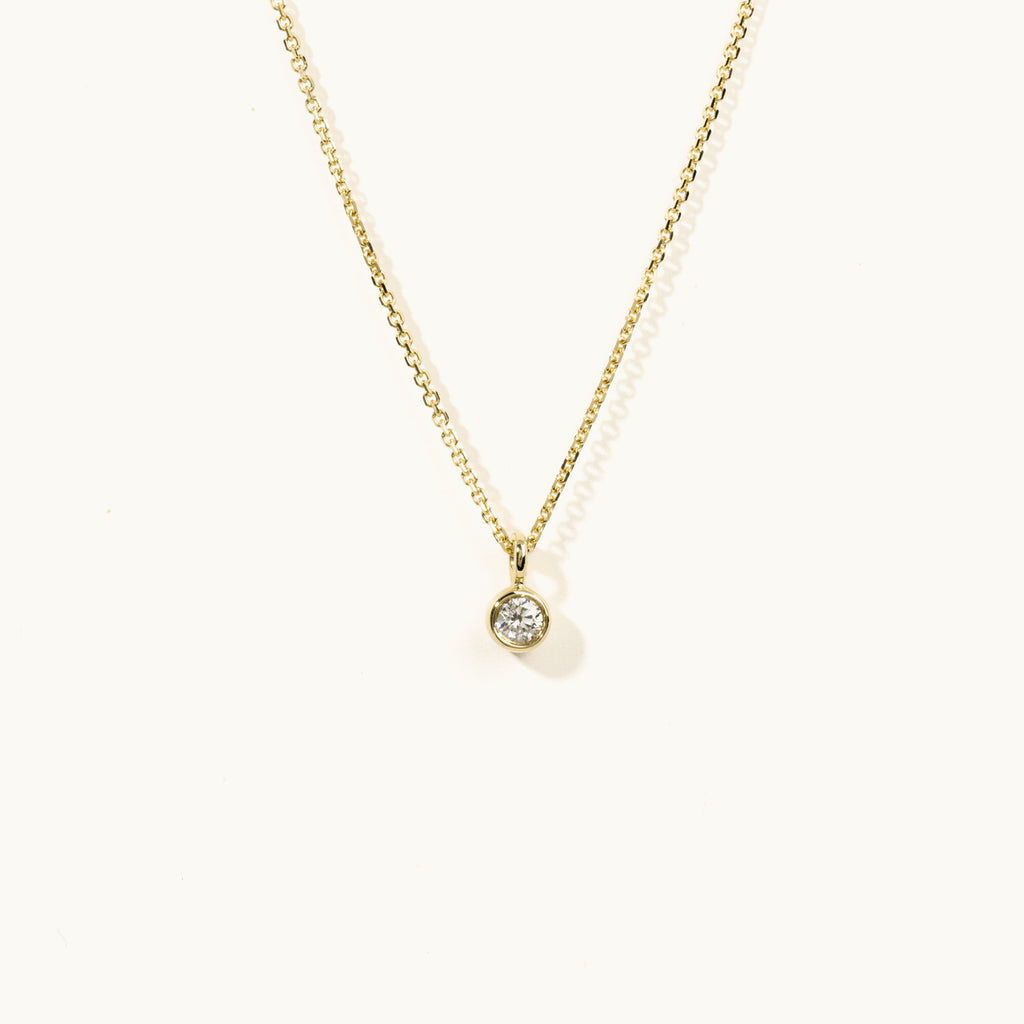 Jewellers District's Bezel-Set Solitaire Diamond Necklace in 10k Yellow Gold